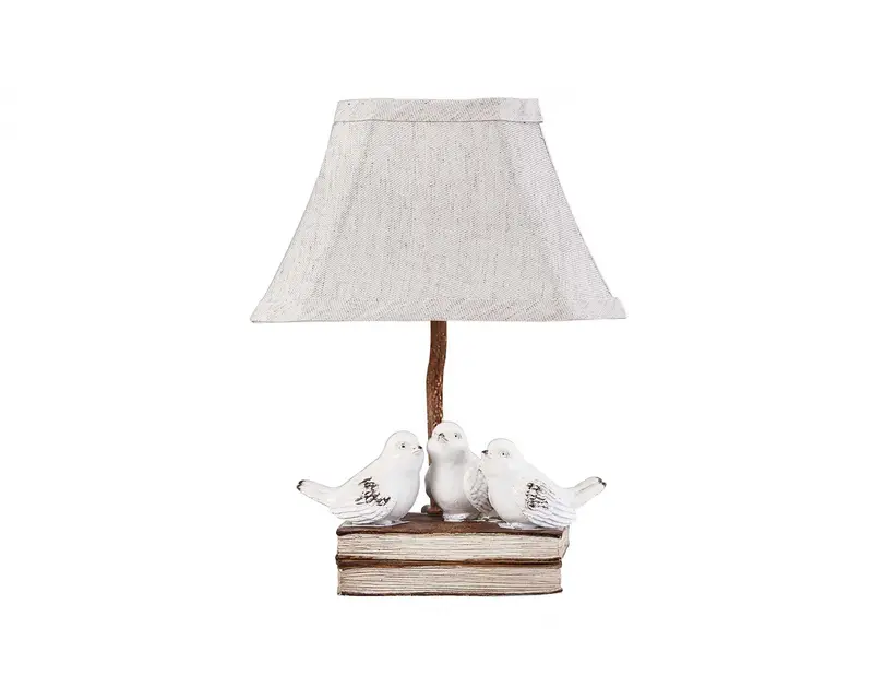 Three feathered Friends Atop a Stack of Books Accent Lamp By Homeroots