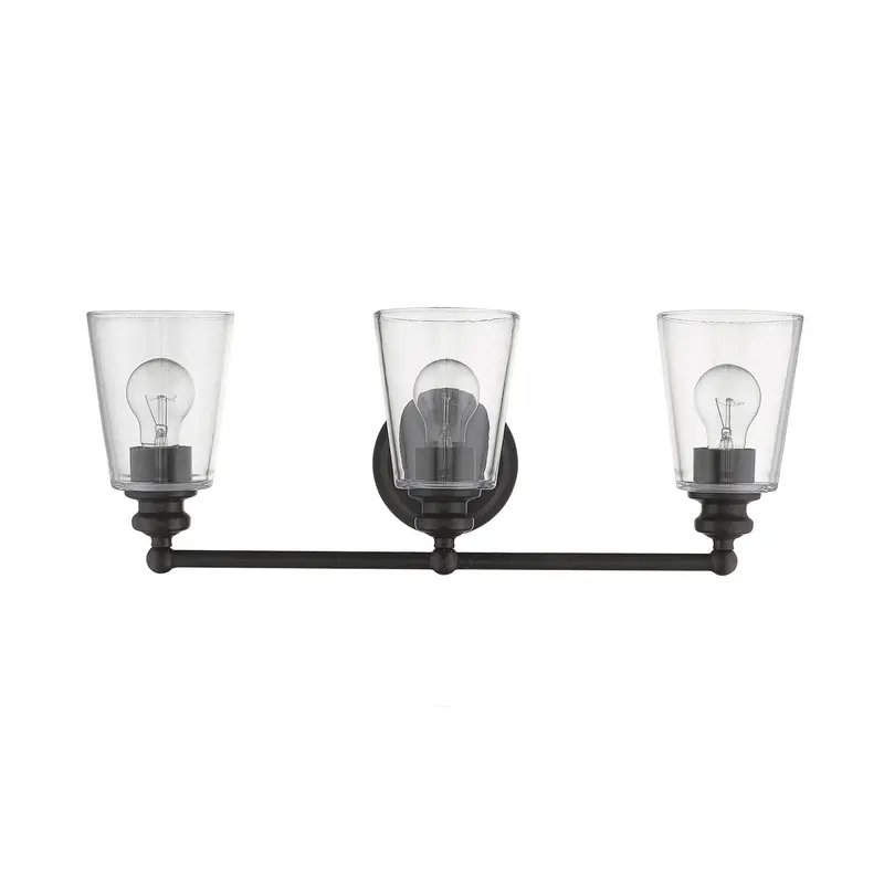 Three Light Antique Bronze Glass Shade Wall Sconce By Homeroots