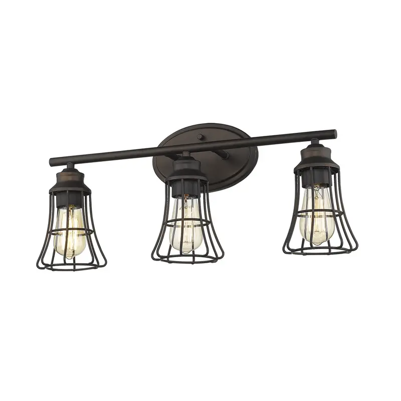 Three Light Bronze Cage Wall Light By Homeroots