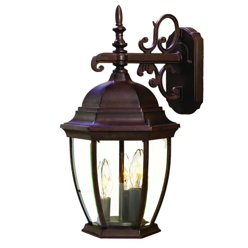 Three Light Dark Brown Wide Hanging Lantern Wall Light By Homeroots