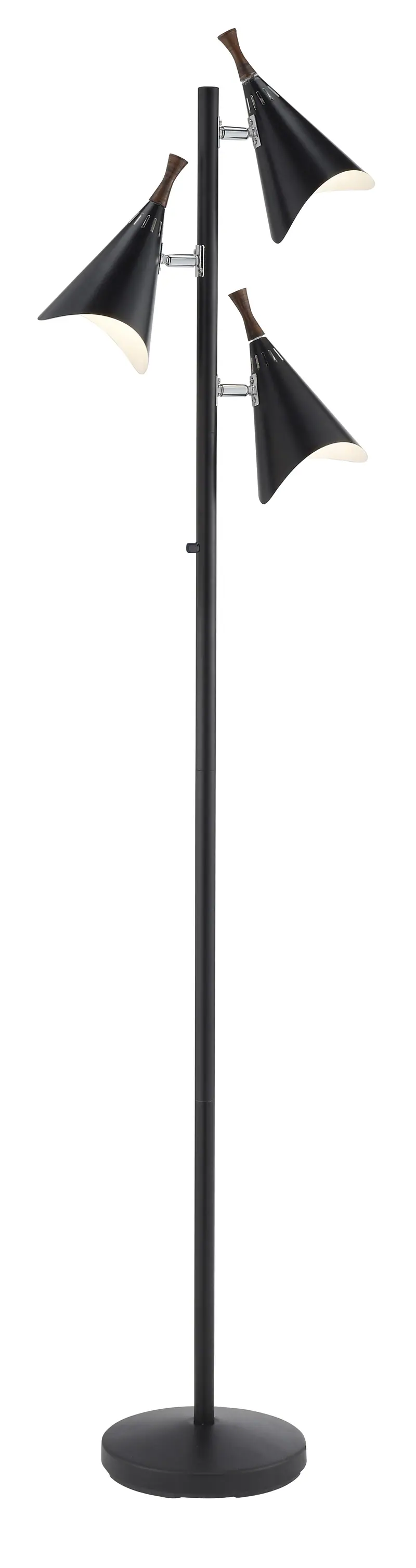 Three Light Floor Lamp in Matte Black Metal By Homeroots