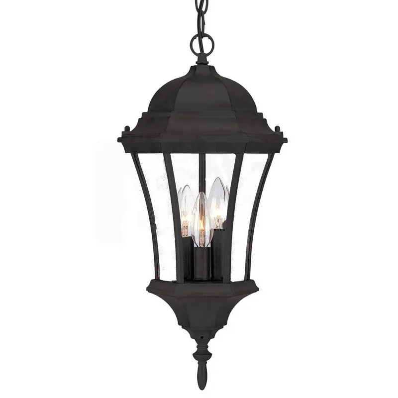 Three Light Matte Black Carousel Lantern Hanging Light By Homeroots
