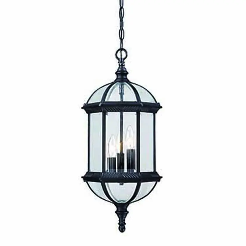 Three Light Matte Black Eastern Lantern Hanging Light By Homeroots