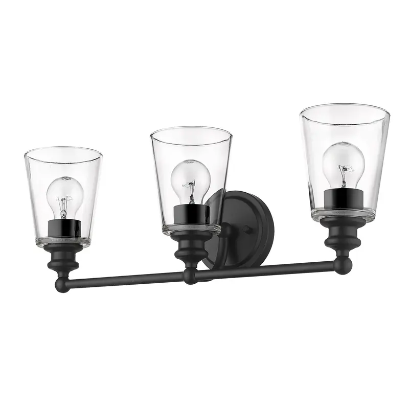 Three Light Matte Black Glass Shade Wall Sconce By Homeroots