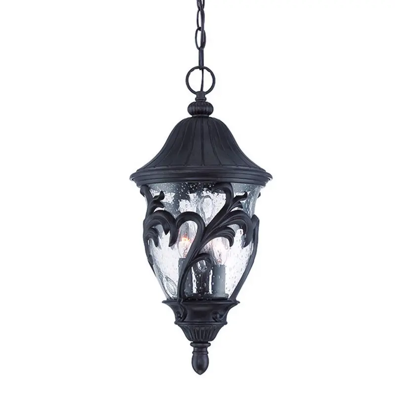 Three Light Matte Black Leaf Detail Hanging Light By Homeroots