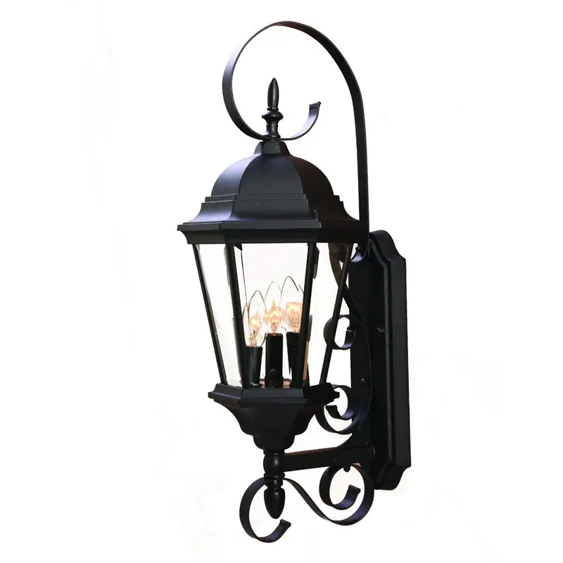Three Light Matte Black Swing Arm Lantern Wall Light By Homeroots