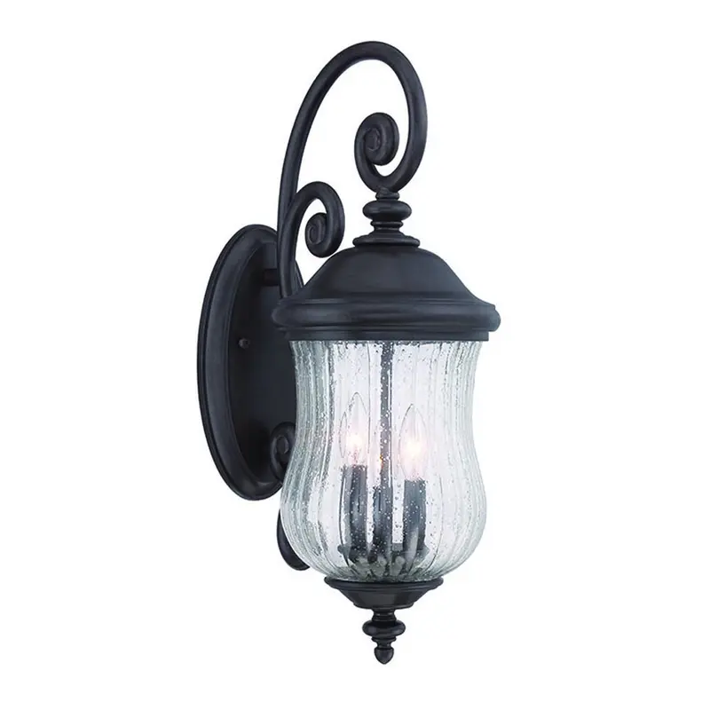 Three Light Matte Black Urn Shaped Wall Light By Homeroots