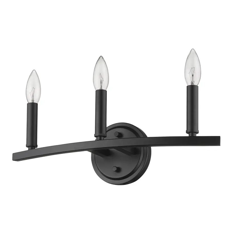 Three Light Matte Black Wall Sconce By Homeroots