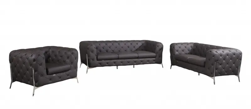 Three Piece Brown Italian Leather Six Person Seating Set By Homeroots
