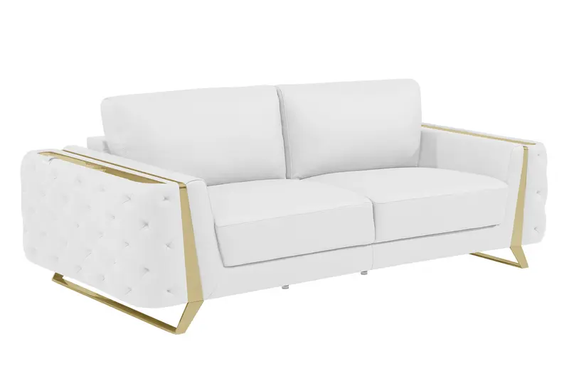 Three Piece White Genuine Leather Six Person Seating Set By Homeroots