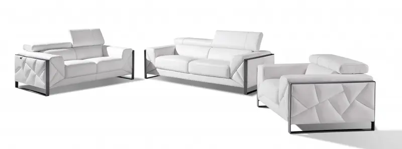Three Piece White Italian Leather Six Person Seating Set By Homeroots