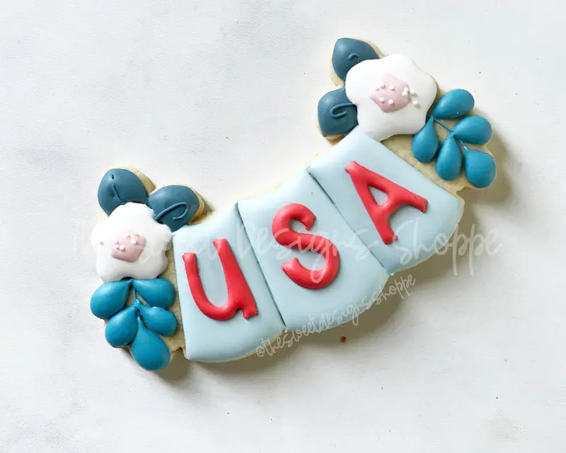 Three Space Floral Bunting - Plaque - Cookie Cutter