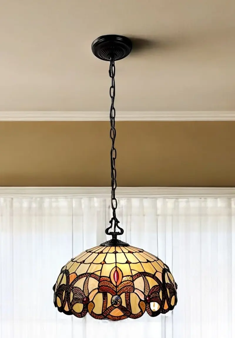 Tiffany Style Stained Glass Two Light Glass Dimmable Ceiling Light By Homeroots