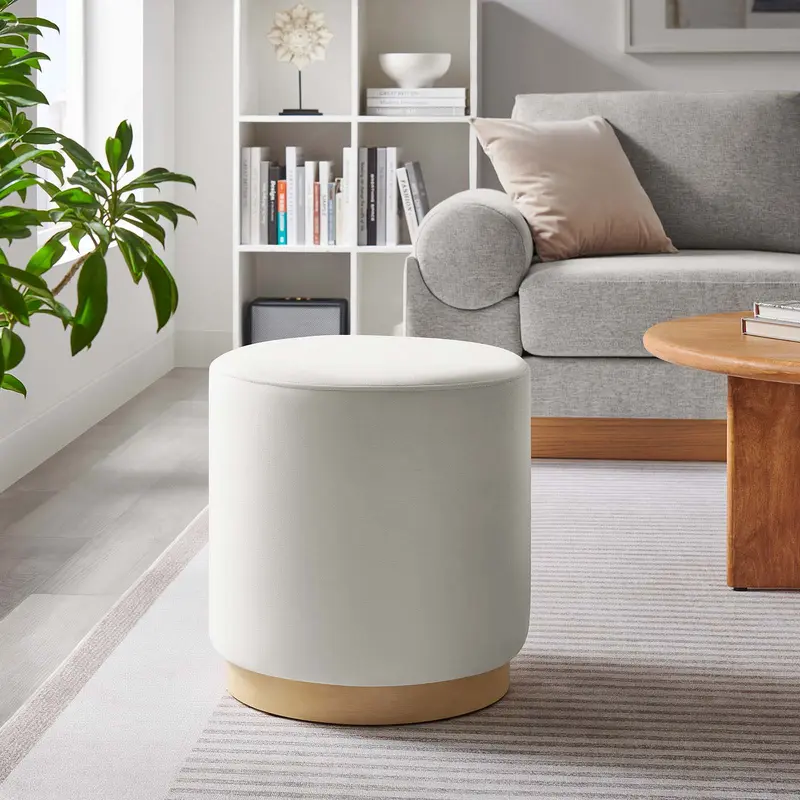 Tilden 16" Round Performance Velvet Upholstered Ottoman By Modway - EEI-6652