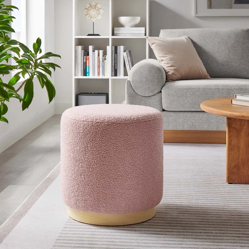Tilden 16" Round Sherpa Upholstered Ottoman By Modway - EEI-6653