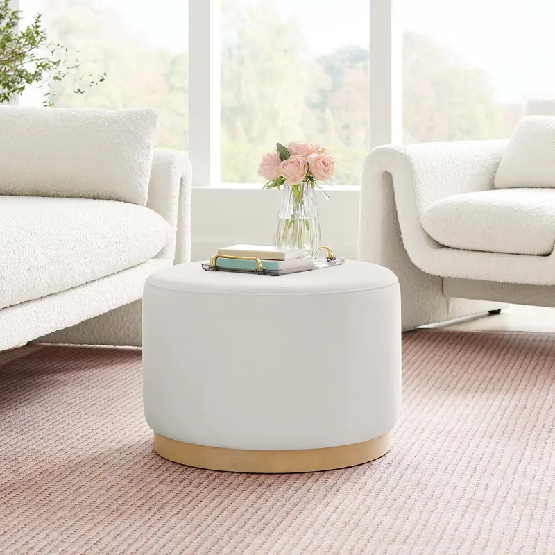Tilden Large 23" Round Performance Velvet Upholstered Ottoman By Modway - EEI-6646