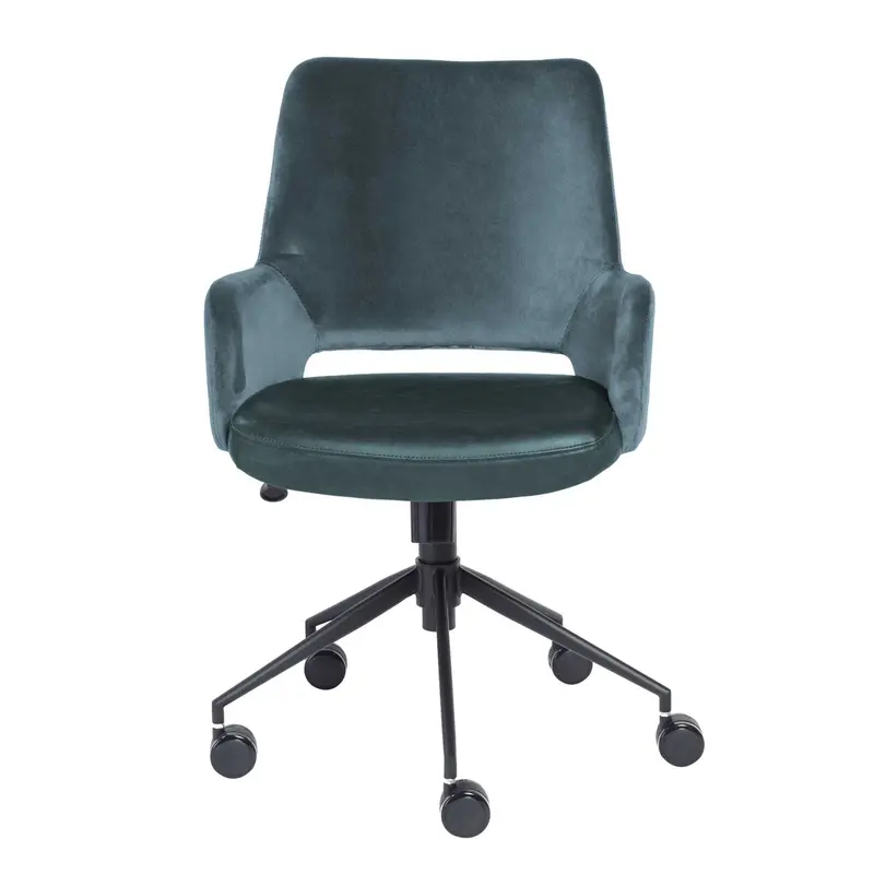 Tilt Office Chair in Blue Fabric and Leatherette with Black Base By Homeroots