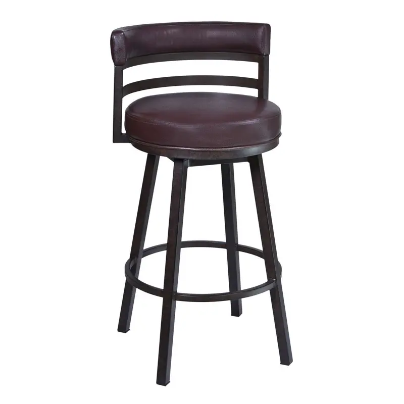 Titana 30" Barstool in Auburn Bay finish with Brown Pu upholstery By Armen Living
