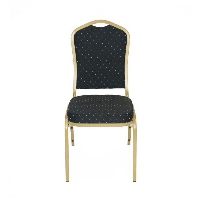 TitanPRO™ Crown Back Banquet Chair with Gold Frame-Black Pattern Set Of 4 By Atlas