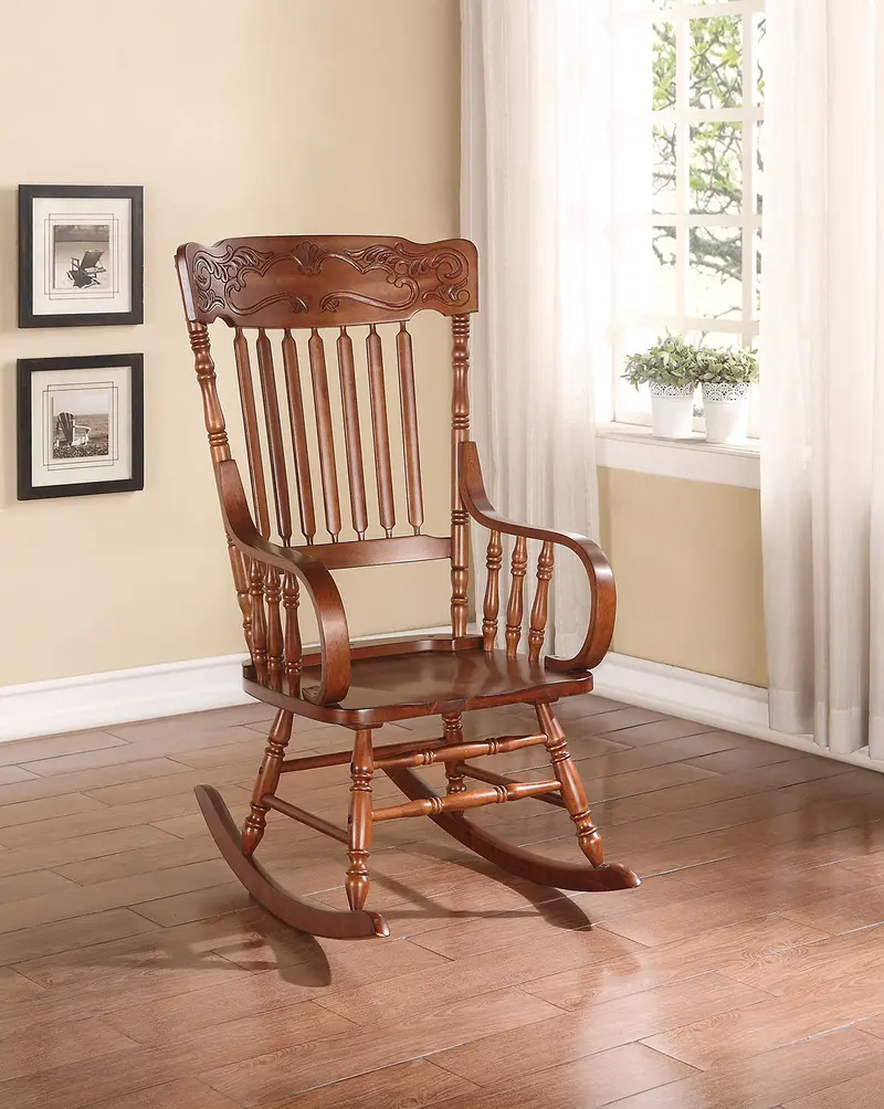 Tobacco Rubber Wood Rocking Chair By Homeroots