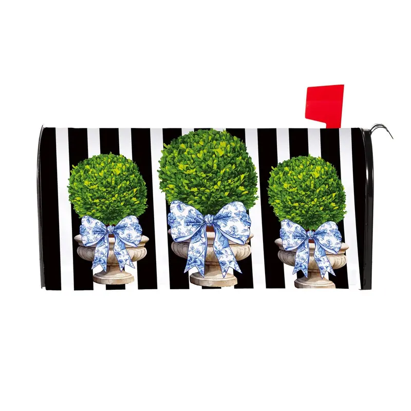 Topiary With Bow Mailbox Cover