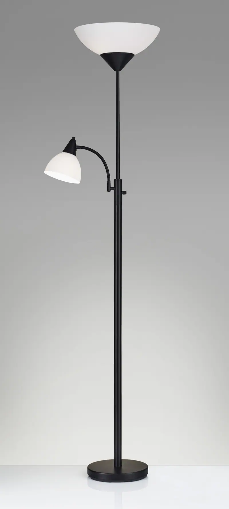 Torchiere Plus Chairside Floor Lamp in Black Metal By Homeroots