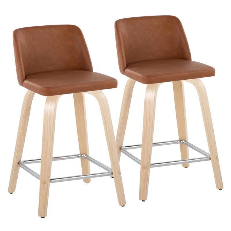 Toriano 24" Fixed Height Counter Stool - Set of 2 Brown By LumiSource