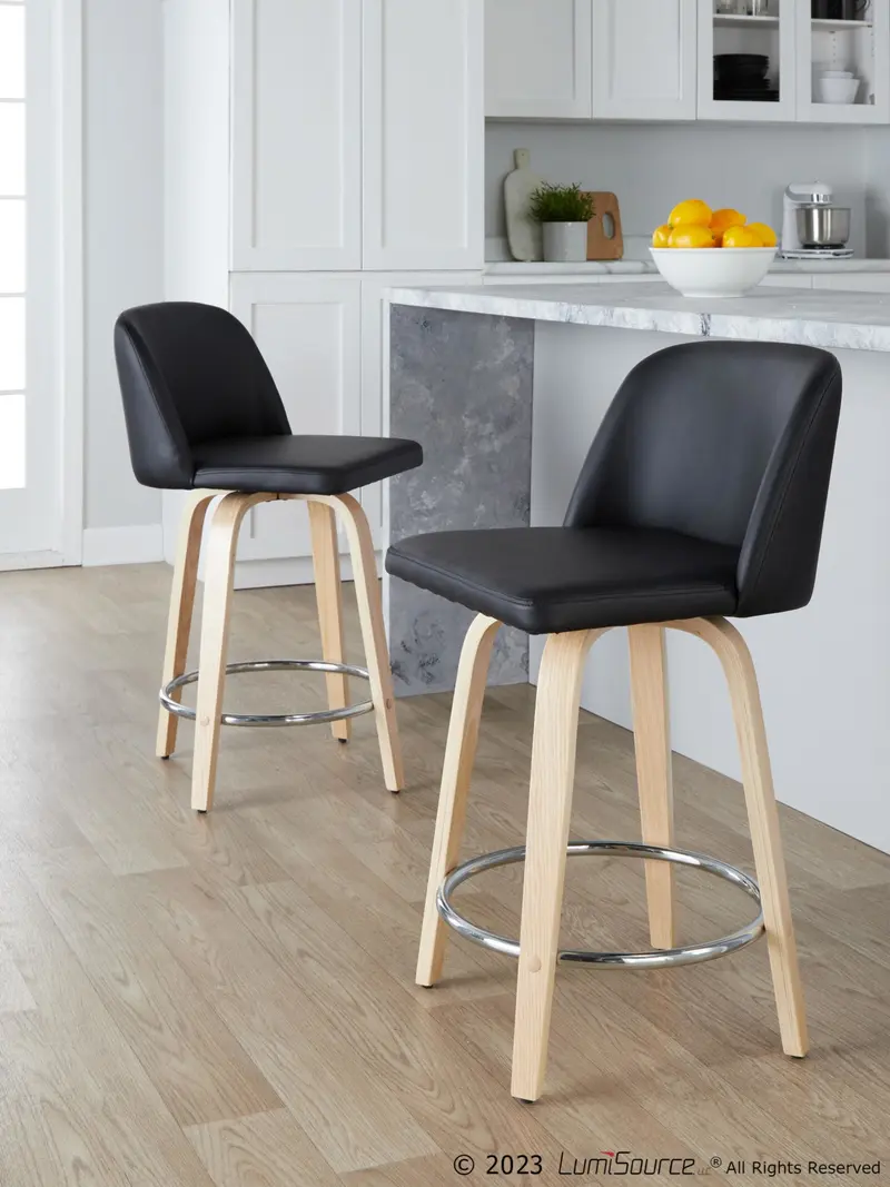 Toriano 24" Fixed-Height Counter Stool - Set of 2 By LumiSource - B24-TRNOPU-GRTZR2 NABK2