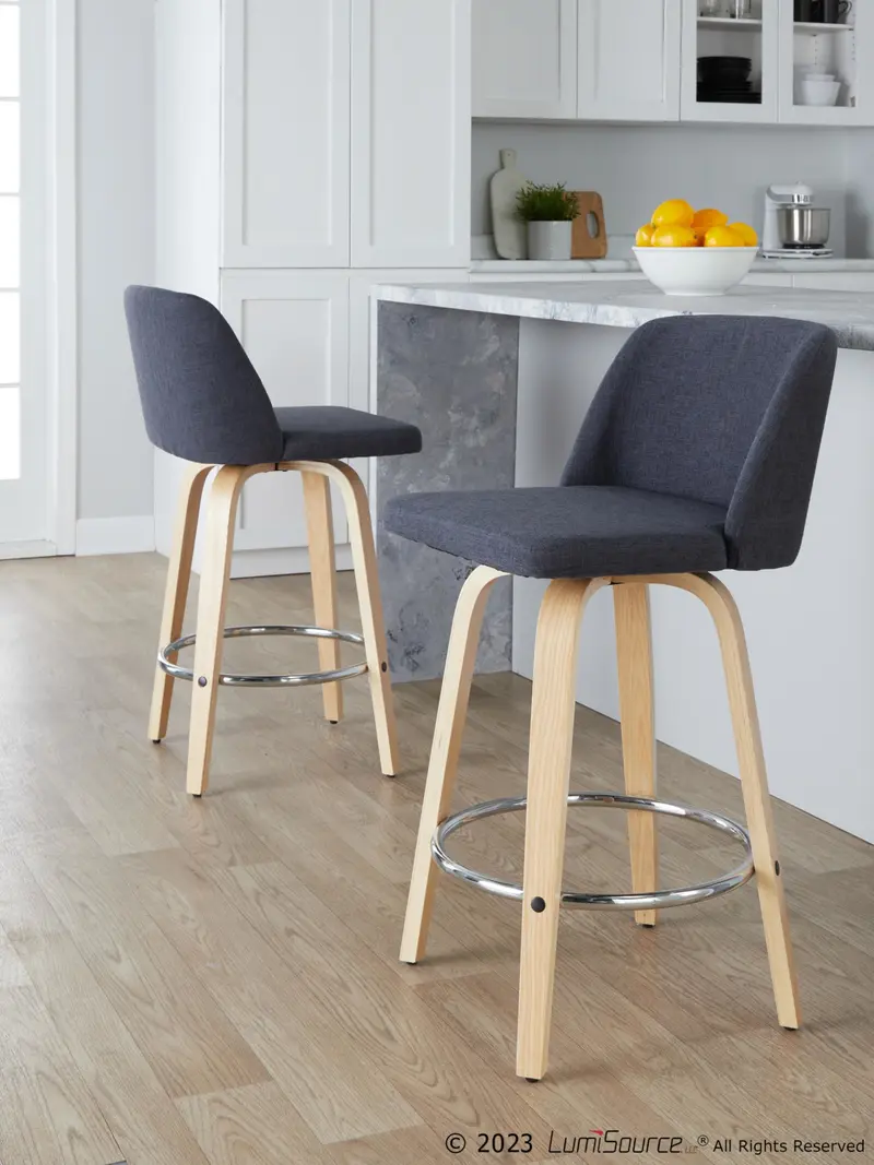 Toriano 26" Fixed-Height Counter Stool - Set of 2 By LumiSource - B26-TRNOFB-GRTZR2 NABU2