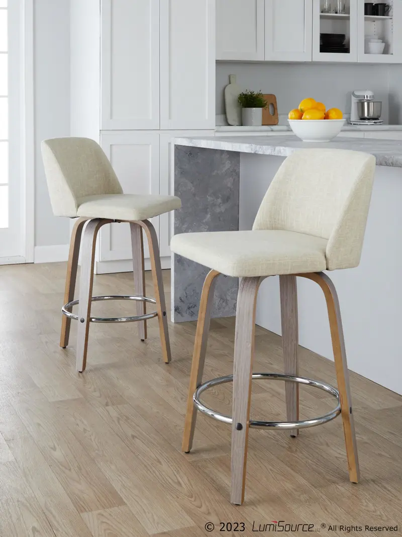 Toriano 26" Fixed-Height Counter Stool - Set of 2 By LumiSource - B26-TRNOFB-GRTZR2 WWNCR2