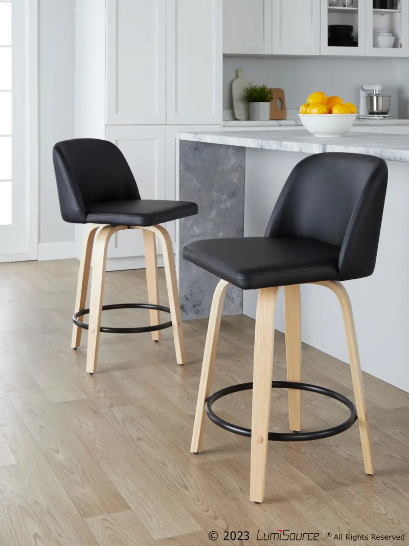 Toriano 26" Fixed-Height Counter Stool - Set of 2 By LumiSource - B26-TRNOPU-GRTZQ2 NABK2