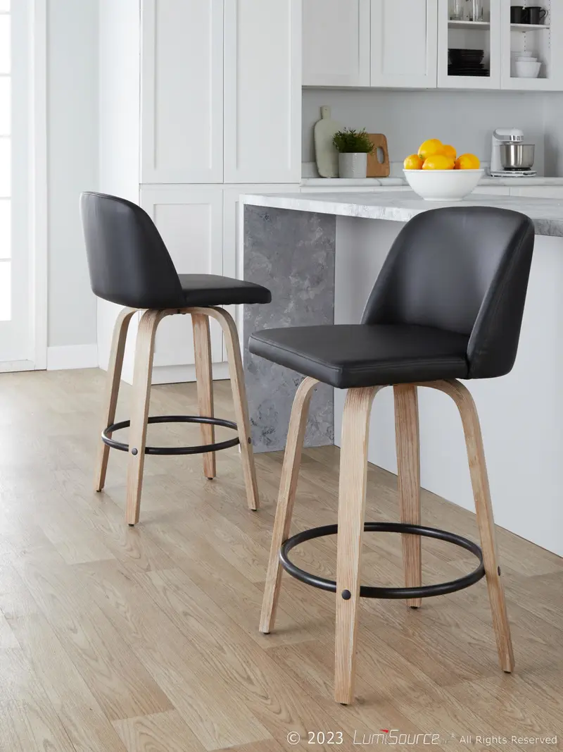 Toriano 26" Fixed-Height Counter Stool - Set of 2 By LumiSource - B26-TRNOPU-GRTZQ2 WWBK2