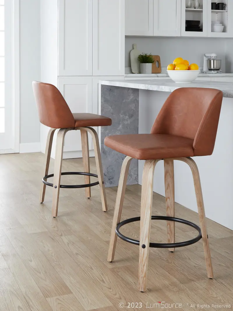 Toriano 26" Fixed-Height Counter Stool - Set of 2 By LumiSource - B26-TRNOPU-GRTZQ2 WWCAM2
