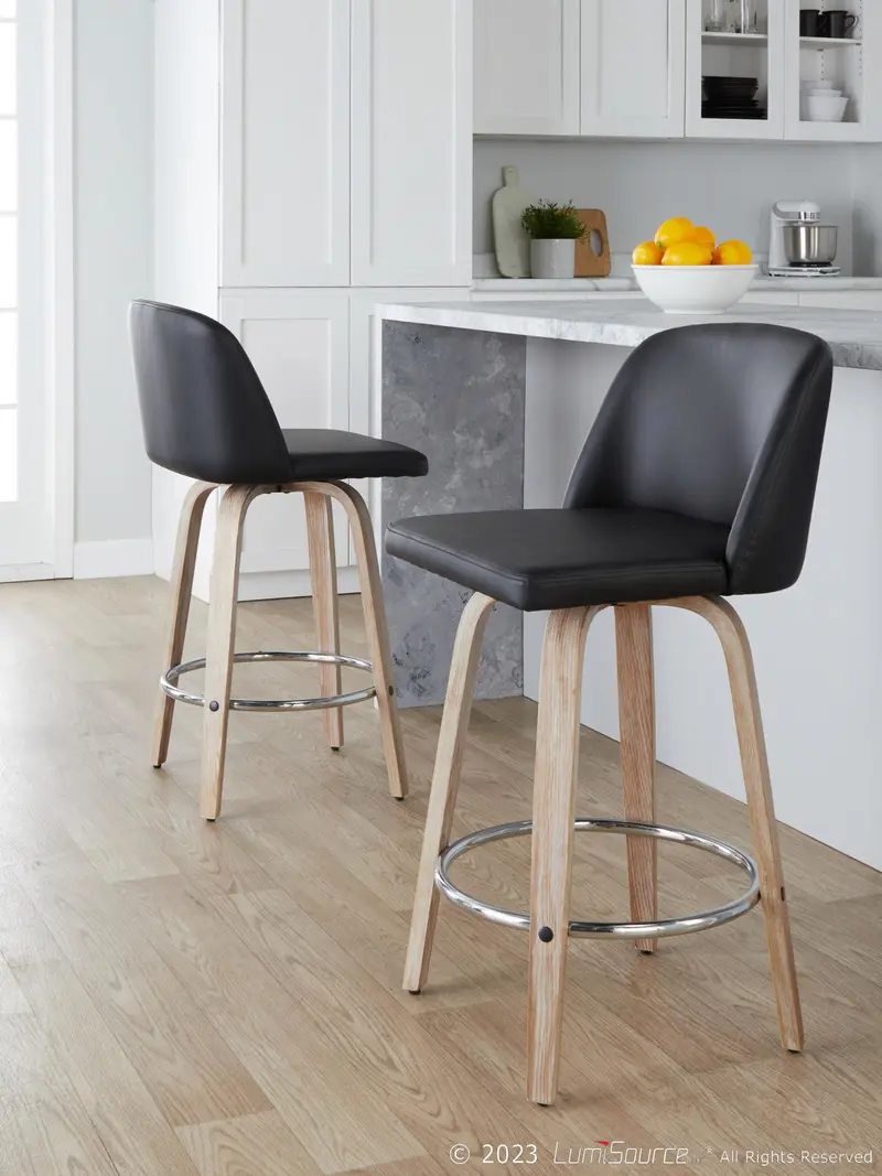 Toriano 26" Fixed-Height Counter Stool - Set of 2 By LumiSource - B26-TRNOPU-GRTZR2 WWBK2