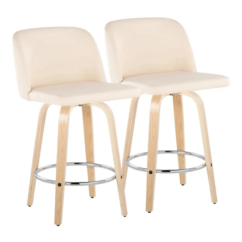 Toriano 26" Fixed Height Counter Stool - Set of 2 Cream By LumiSource - B26-TRNOPU-GRTZR2 NACR2