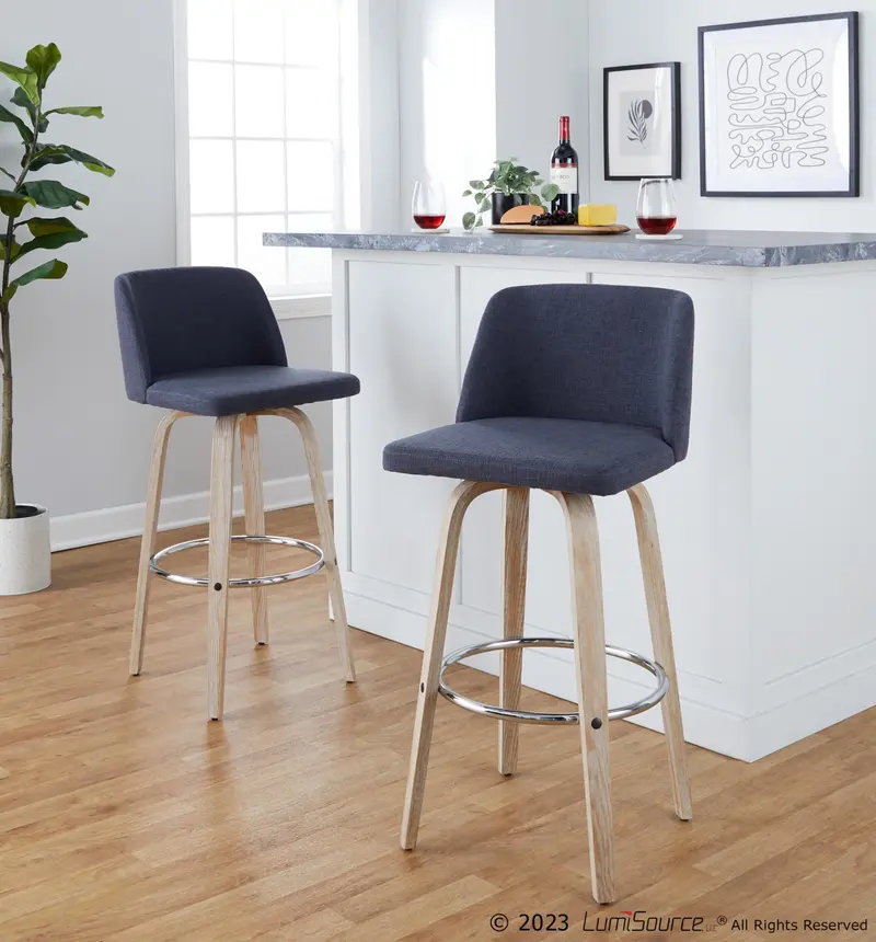 Toriano 30" Fixed-Height Barstool - Set of 2 By LumiSource - B30-TRNOFB-GRTZR2 WWBU2