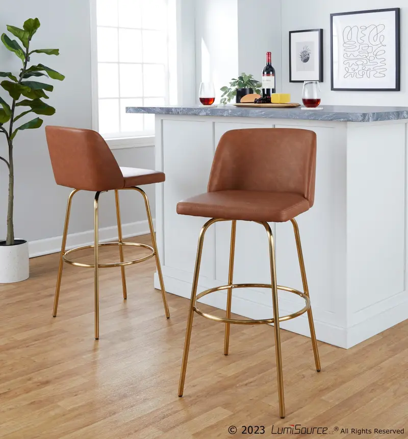 Toriano 30" Fixed-Height Barstool - Set of 2 By LumiSource - B30-TRNOPU-CLARZG2 AUCAM2