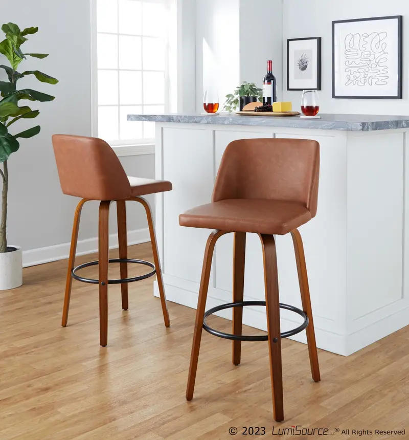 Toriano 30" Fixed-Height Barstool - Set of 2 By LumiSource - B30-TRNOPU-GRTZQ2 WLCAM2