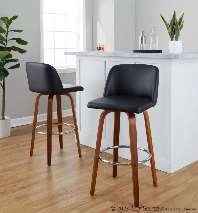 Toriano 30" Fixed-Height Barstool - Set of 2 By LumiSource - B30-TRNOPU-GRTZR2 WLBK2