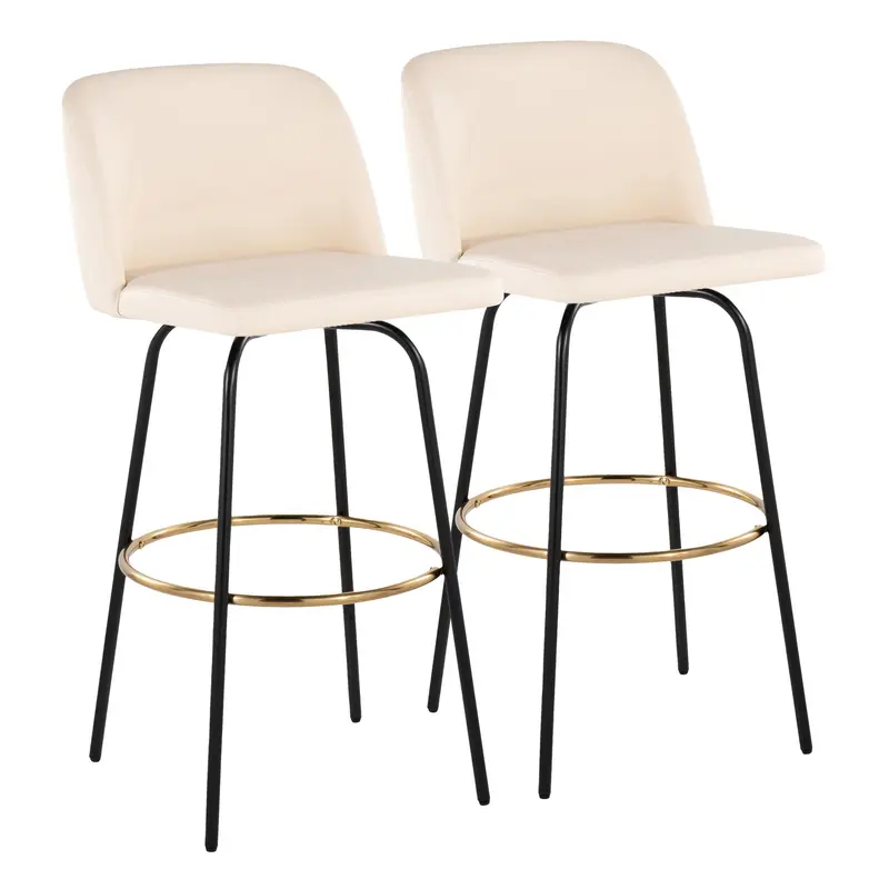 Toriano 30" Fixed Height Barstool - Set of 2 Cream By LumiSource - B30-TRNOPU-CLARZG2 BKCR2