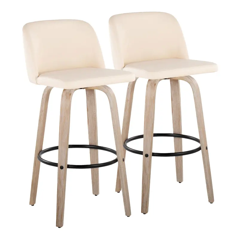 Toriano 30" Fixed Height Barstool - Set of 2 Cream By LumiSource