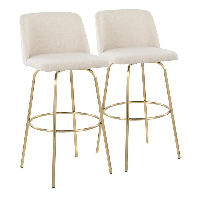 Toriano 30" Fixed Height Barstool - Set of 2 Cream Gold By LumiSource
