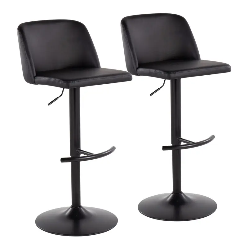 Toriano Adjustable Bar Stool - Set of 2 Black By LumiSource - BS-TORIANOPU-RT2 BKBK2