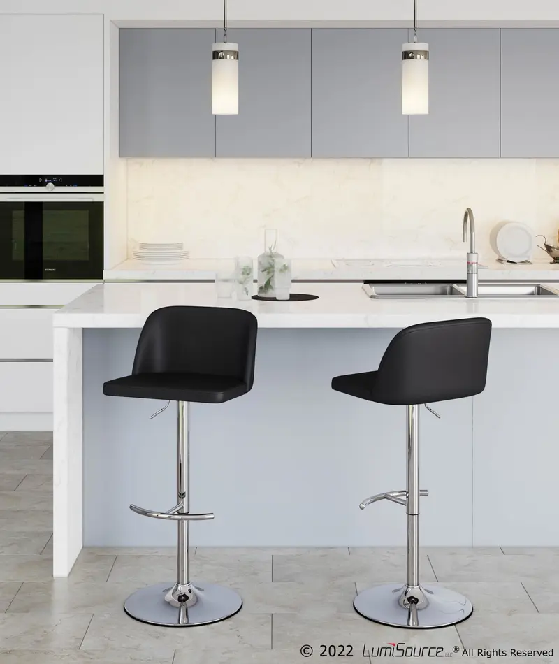 Toriano Adjustable Bar Stool - Set of 2 Black By LumiSource - BS-TORIANOPU-RT2 CHRMBK2