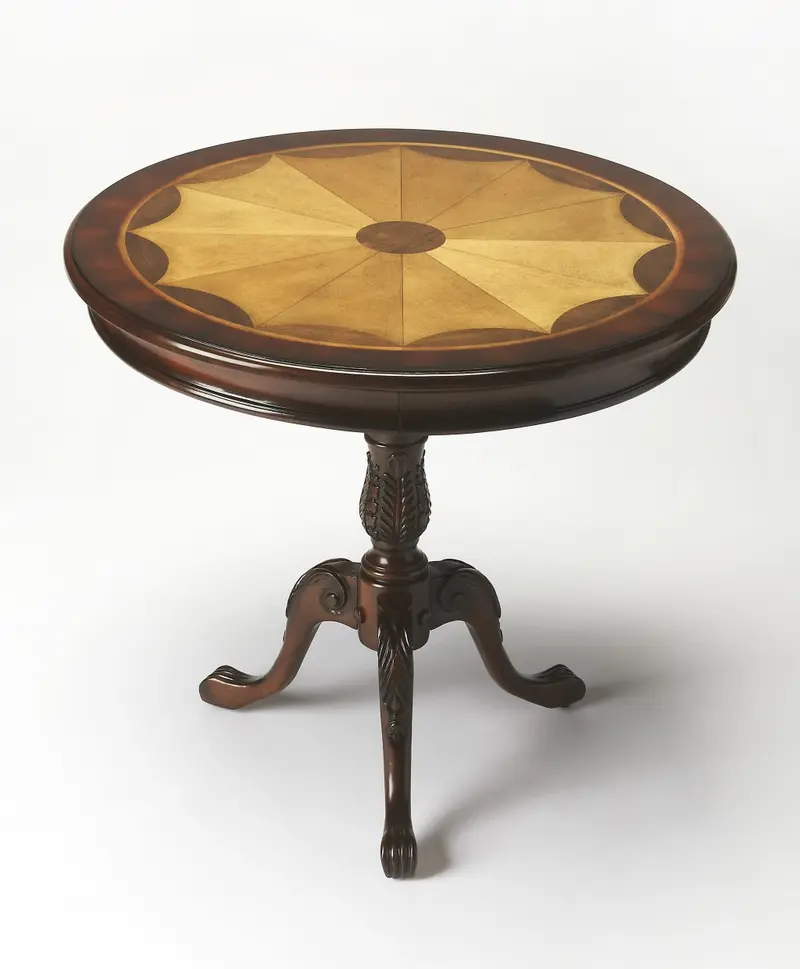 Traditional Cherry Round Pedestal Table By Homeroots