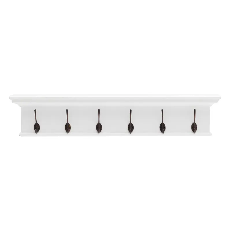Traditional Classic White Wood Six Hook Hanging Coat Rack By Homeroots