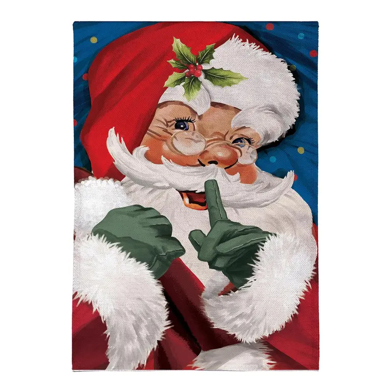 Traditional Santa Portrait Burlap House Flag