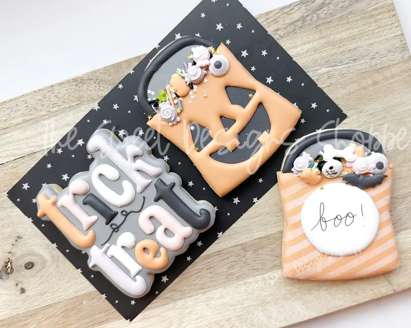 Treat Bag & Trick or Treat Plaque Cookie Cutter Set - Set of 2 - Cookie Cutters