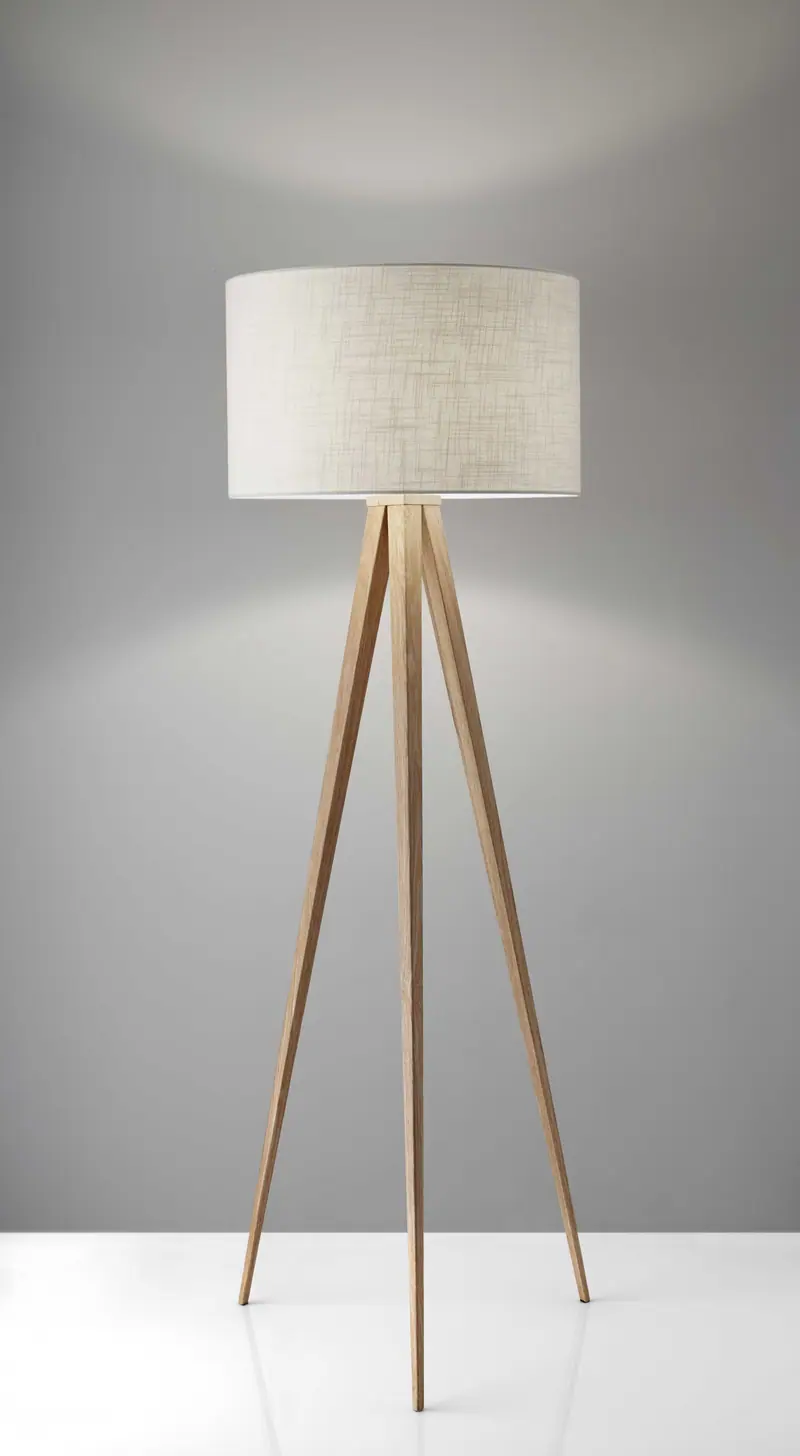 Treble Floor Lamp Three Natural Wood Finish Legs By Homeroots