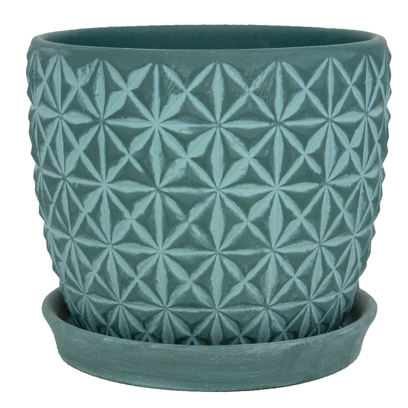 Trendspot Tribeca 8 in. D Ceramic Planter Teal (Pack of 2) - Open Box